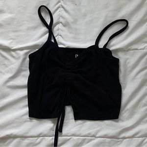 black cropped tank top